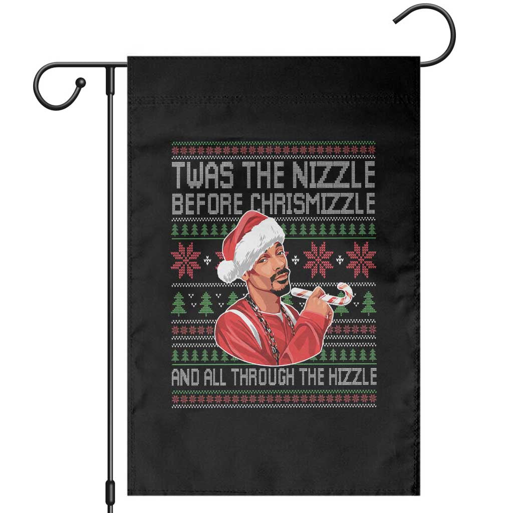 Funny Christmas Hip Hop Rap Gang Garden Flag Twas The Nizzle Before Chrismizzle And All Through The Hizzle TS11 Black Print Your Wear