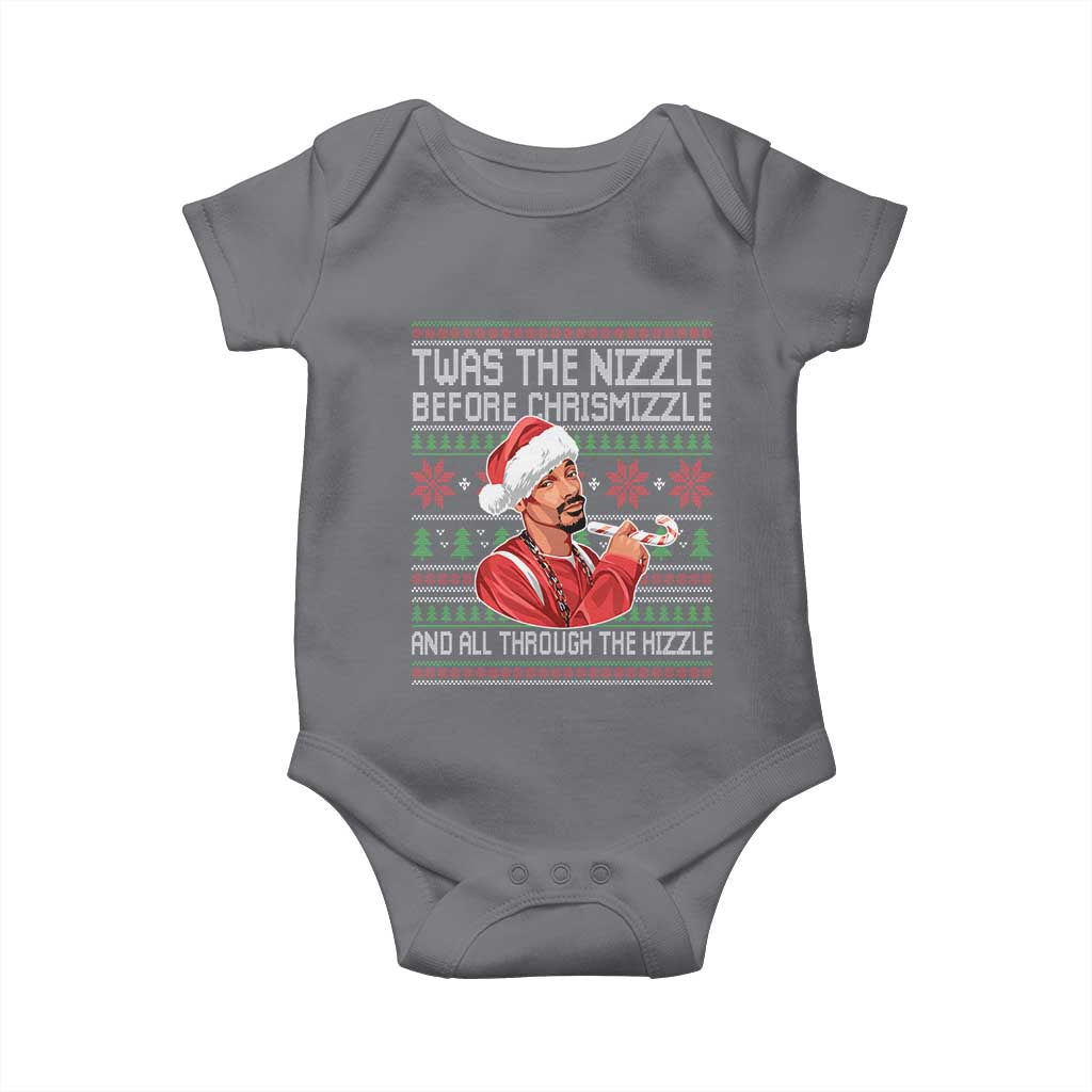Funny Christmas Hip Hop Rap Gang Baby Onesie Twas The Nizzle Before Chrismizzle And All Through The Hizzle TS11 Charcoal Print Your Wear