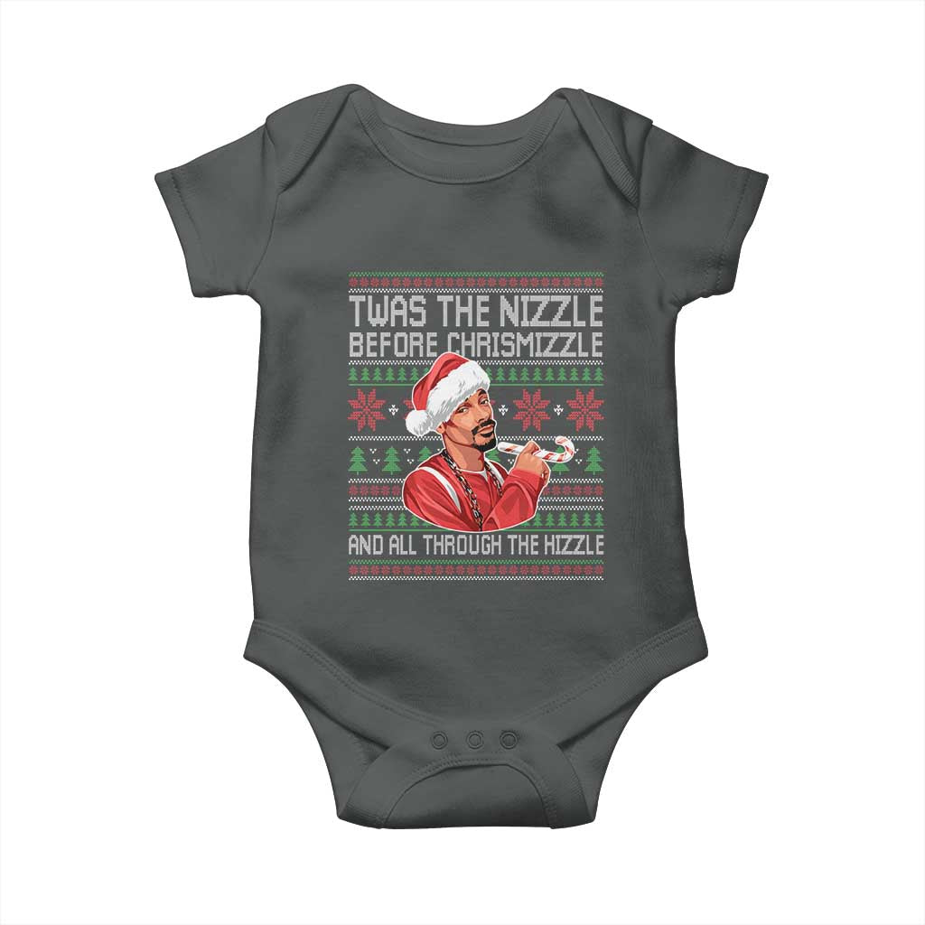 Funny Christmas Hip Hop Rap Gang Baby Onesie Twas The Nizzle Before Chrismizzle And All Through The Hizzle TS11 Dark Heather Print Your Wear