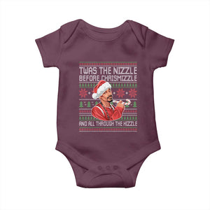 Funny Christmas Hip Hop Rap Gang Baby Onesie Twas The Nizzle Before Chrismizzle And All Through The Hizzle TS11 Maroon Print Your Wear