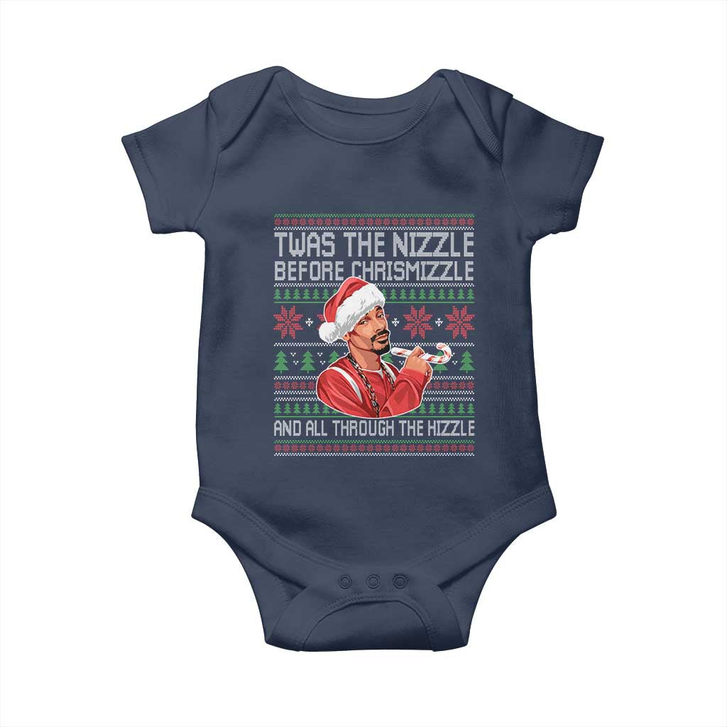 Funny Christmas Hip Hop Rap Gang Baby Onesie Twas The Nizzle Before Chrismizzle And All Through The Hizzle TS11 Navy Print Your Wear