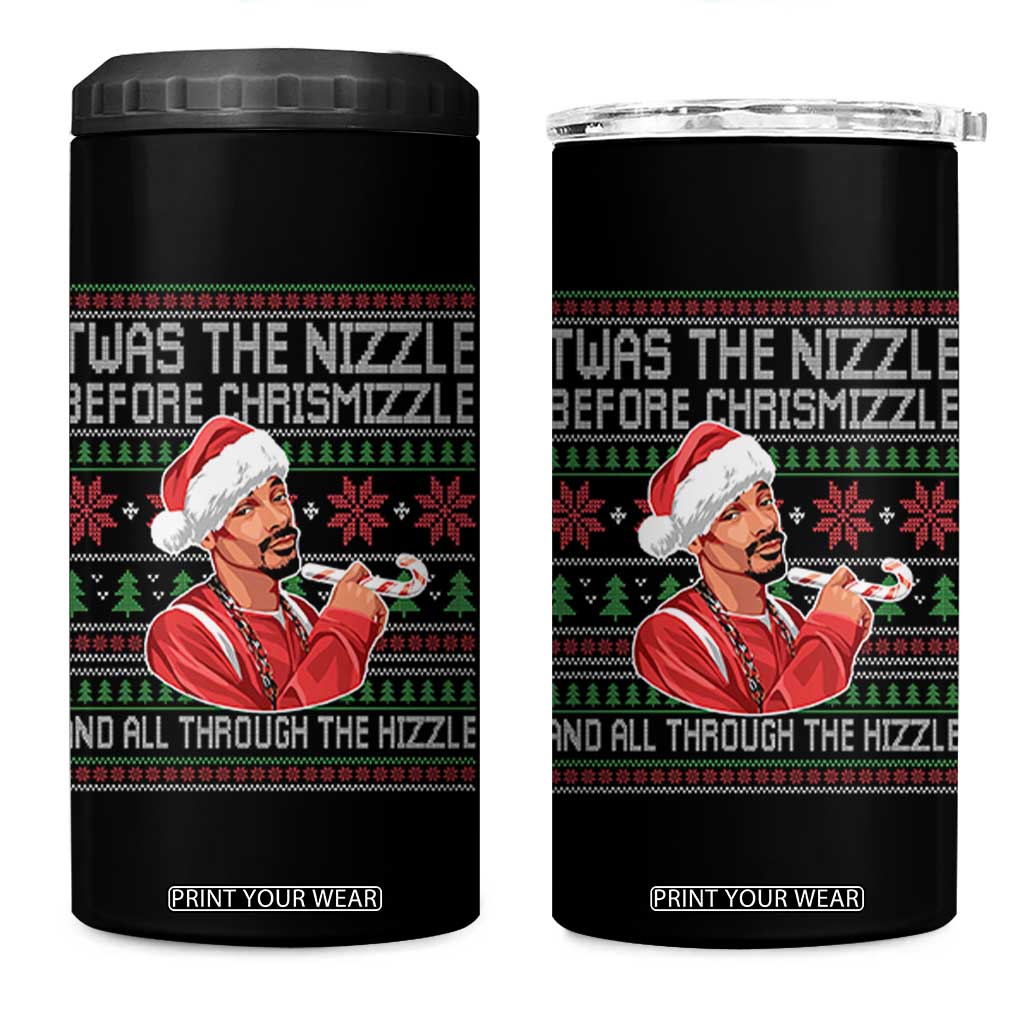Funny Christmas Hip Hop Rap Gang 4 in 1 Can Cooler Tumbler Twas The Nizzle Before Chrismizzle And All Through The Hizzle TS11 One Size: 16 oz Black Print Your Wear