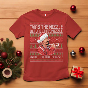Funny Christmas Hip Hop Rap Gang T Shirt Twas The Nizzle Before Chrismizzle And All Through The Hizzle TS11 Red Print Your Wear