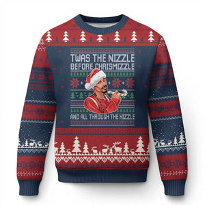 Funny Xmas Hip Hop Rap Gang Ugly Christmas Sweater Twas The Nizzle Before Chrismizzle And All Through The Hizzle TS11 Navy Red Print Your Wear