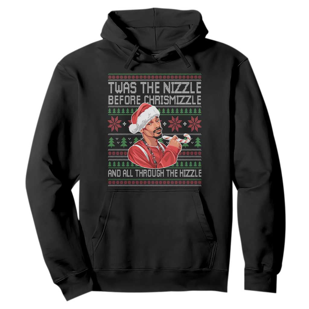 Funny Christmas Hip Hop Rap Gang Hoodie Twas The Nizzle Before Chrismizzle And All Through The Hizzle TS11 Black Print Your Wear