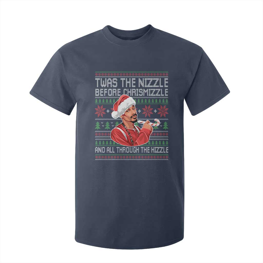 Funny Christmas Hip Hop Rap Gang T Shirt For Kid Twas The Nizzle Before Chrismizzle And All Through The Hizzle TS11 Navy Print Your Wear