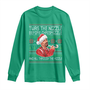 Funny Christmas Hip Hop Rap Gang Long Sleeve Shirt Twas The Nizzle Before Chrismizzle And All Through The Hizzle TS11 Irish Green Print Your Wear