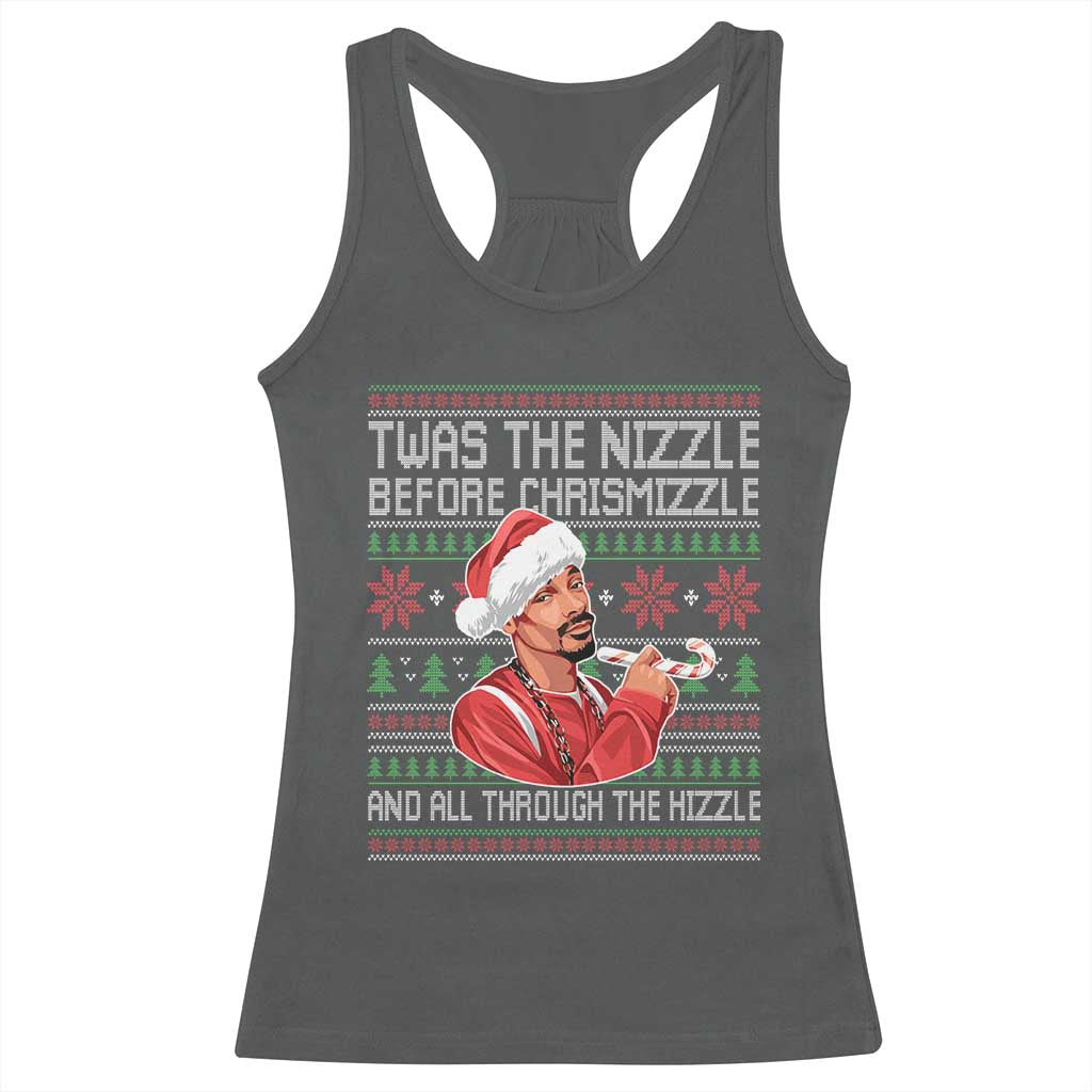 Funny Christmas Hip Hop Rap Gang Racerback Tank Top Twas The Nizzle Before Chrismizzle And All Through The Hizzle TS11 Dark Heather Print Your Wear