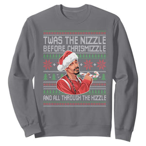 Funny Christmas Hip Hop Rap Gang Sweatshirt Twas The Nizzle Before Chrismizzle And All Through The Hizzle TS11 Charcoal Print Your Wear