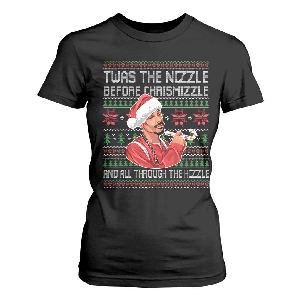 Funny Christmas Hip Hop Rap Gang T Shirt For Women Twas The Nizzle Before Chrismizzle And All Through The Hizzle TS11 Black Print Your Wear