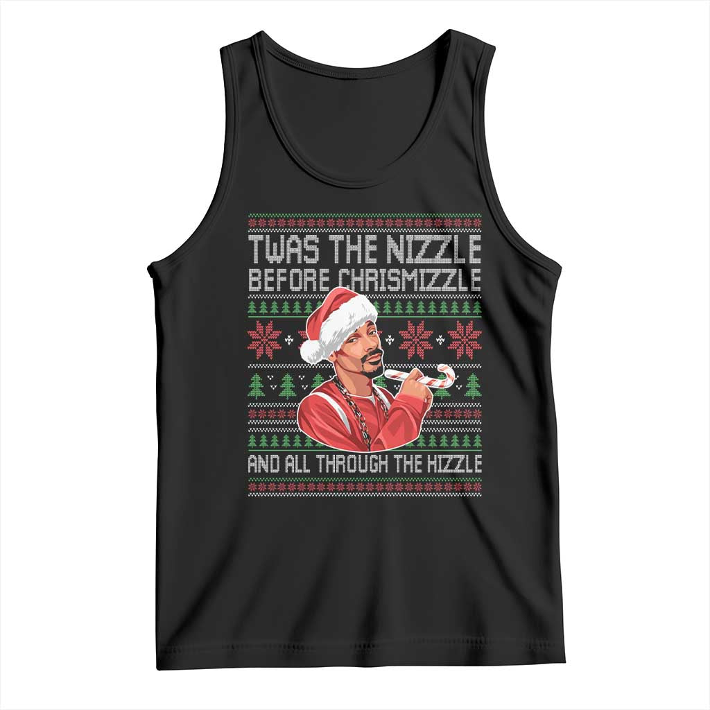 Funny Christmas Hip Hop Rap Gang Tank Top Twas The Nizzle Before Chrismizzle And All Through The Hizzle TS11 Black Print Your Wear
