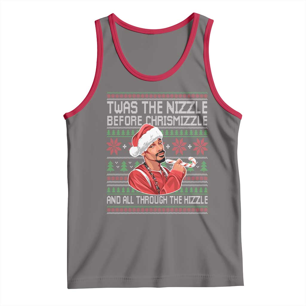 Funny Christmas Hip Hop Rap Gang Tank Top Twas The Nizzle Before Chrismizzle And All Through The Hizzle TS11 Deep Heather Red Print Your Wear