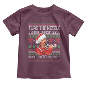 Funny Christmas Hip Hop Rap Gang Toddler T Shirt Twas The Nizzle Before Chrismizzle And All Through The Hizzle TS11 Maroon Print Your Wear