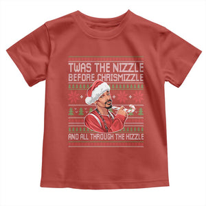 Funny Christmas Hip Hop Rap Gang Toddler T Shirt Twas The Nizzle Before Chrismizzle And All Through The Hizzle TS11 Red Print Your Wear