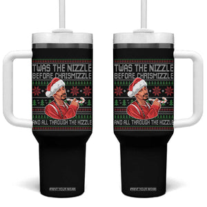 Funny Christmas Hip Hop Rap Gang Tumbler With Handle Twas The Nizzle Before Chrismizzle And All Through The Hizzle TS11 One Size: 40 oz Black Print Your Wear