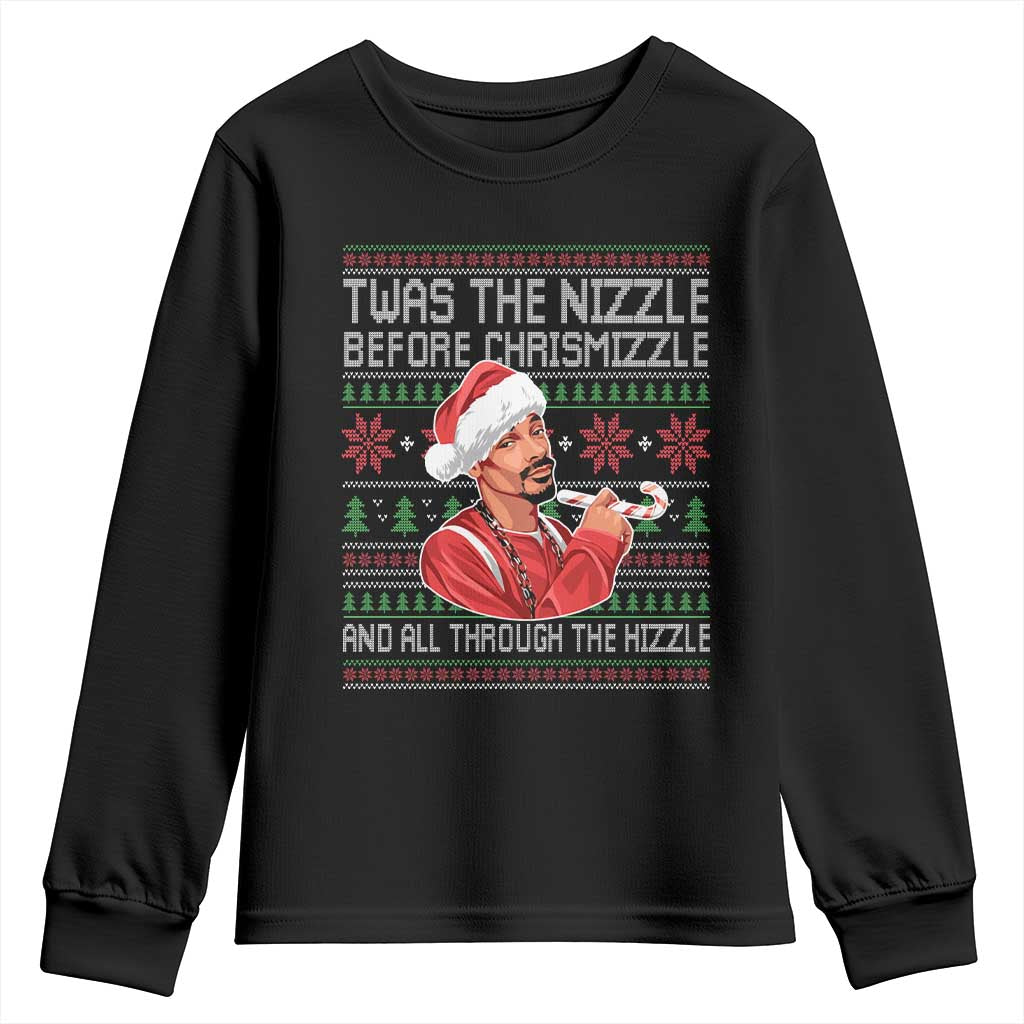 Funny Christmas Hip Hop Rap Gang Youth Sweatshirt Twas The Nizzle Before Chrismizzle And All Through The Hizzle TS11 Black Print Your Wear