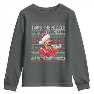 Funny Christmas Hip Hop Rap Gang Youth Sweatshirt Twas The Nizzle Before Chrismizzle And All Through The Hizzle TS11 Dark Heather Print Your Wear