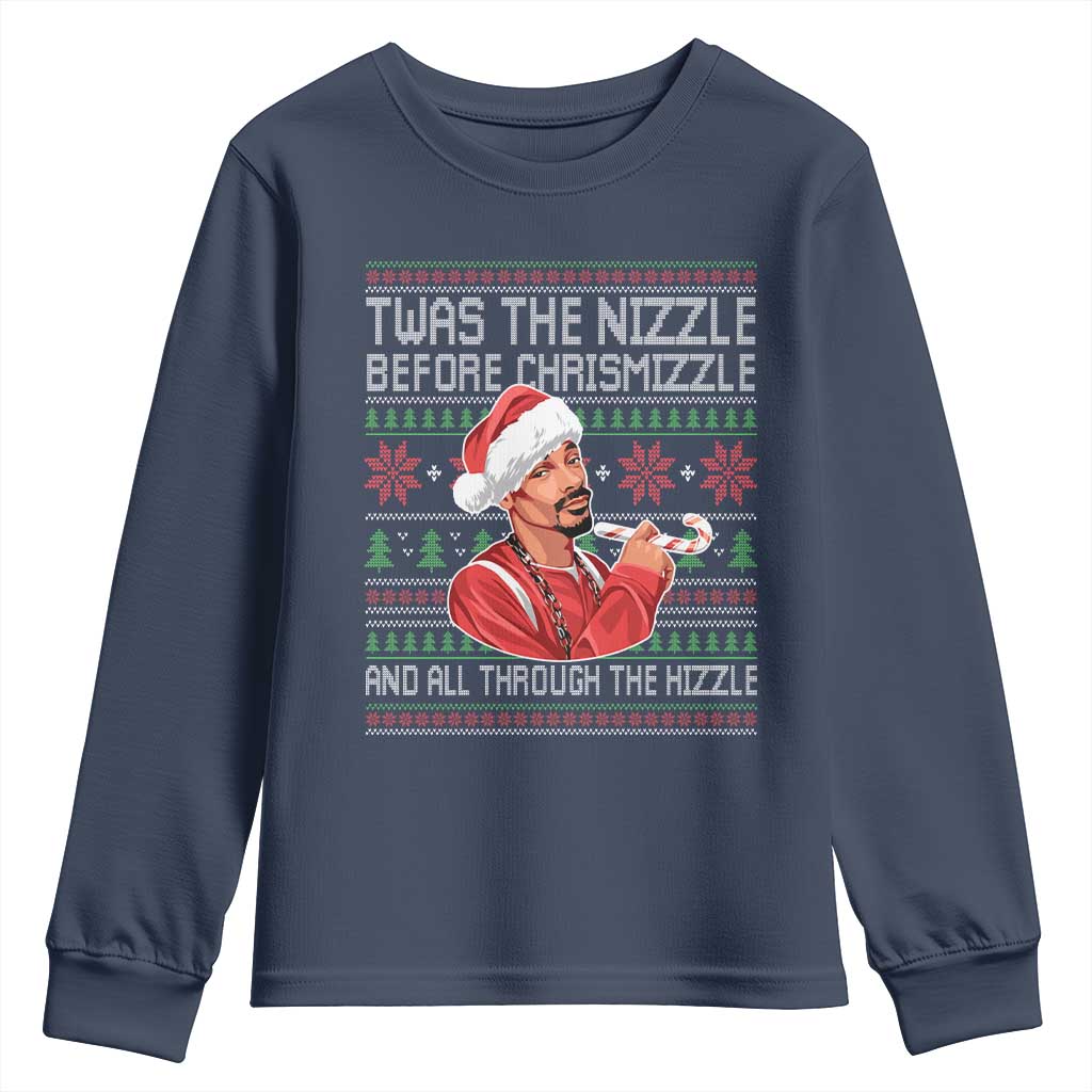 Funny Christmas Hip Hop Rap Gang Youth Sweatshirt Twas The Nizzle Before Chrismizzle And All Through The Hizzle TS11 Navy Print Your Wear