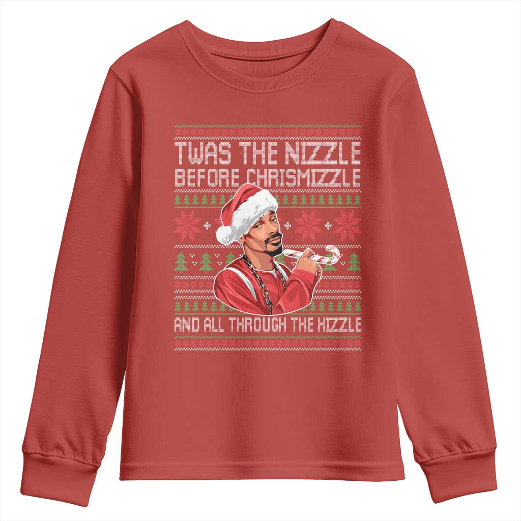 Funny Christmas Hip Hop Rap Gang Youth Sweatshirt Twas The Nizzle Before Chrismizzle And All Through The Hizzle TS11 Red Print Your Wear