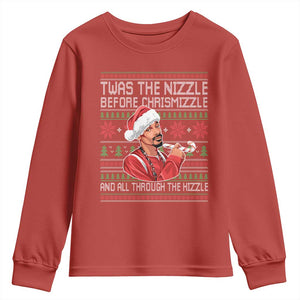 Funny Christmas Hip Hop Rap Gang Youth Sweatshirt Twas The Nizzle Before Chrismizzle And All Through The Hizzle TS11 Red Print Your Wear