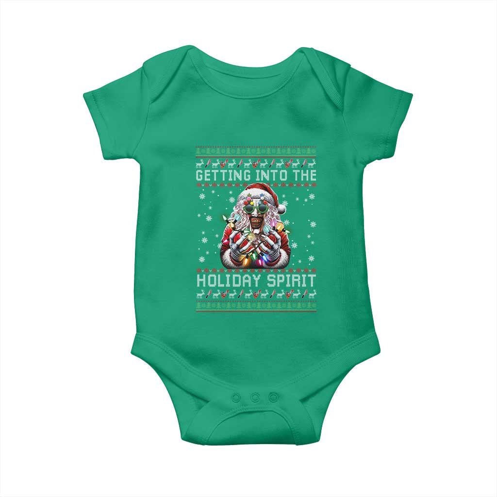 Funny Terrifier Christmas Santa Baby Onesie Getting Into The Holiday Spirit Horror Movie TS11 Irish Green Print Your Wear