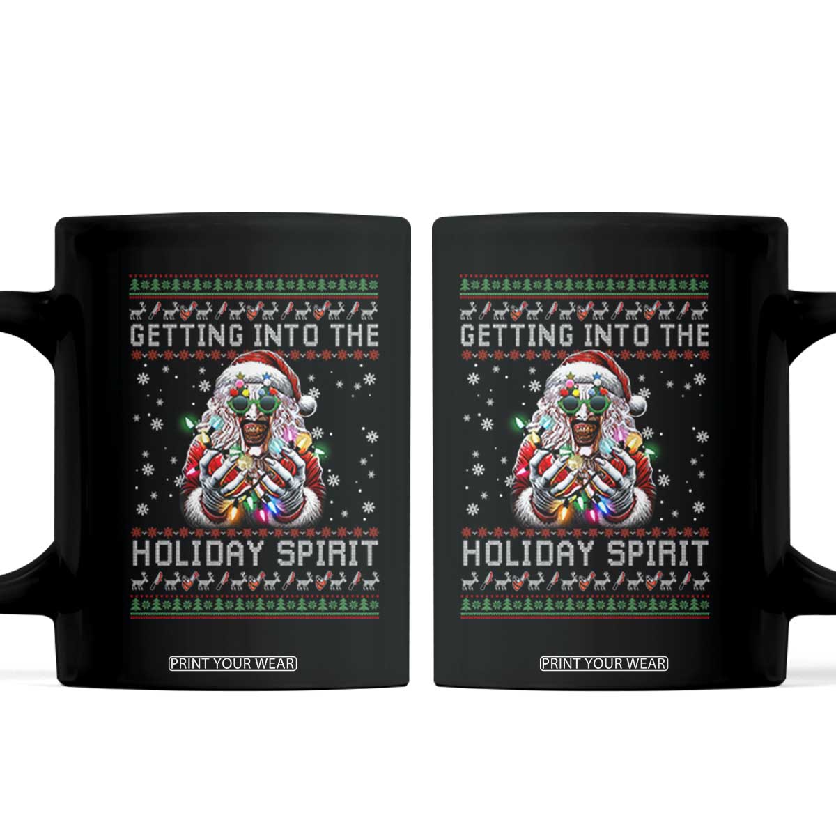 Funny Terrifier Christmas Santa Coffee Mug Getting Into The Holiday Spirit Horror Movie TS11 Black Print Your Wear