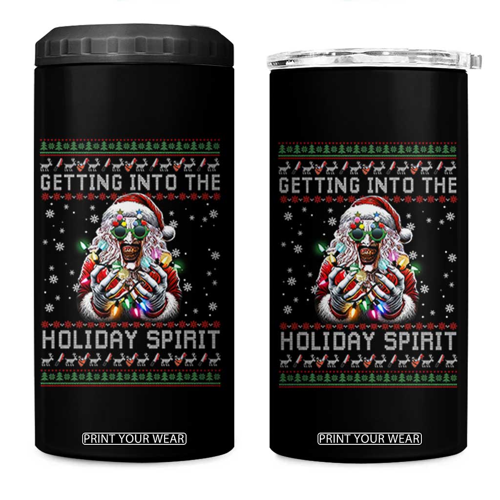 Funny Terrifier Christmas Santa 4 in 1 Can Cooler Tumbler Getting Into The Holiday Spirit Horror Movie TS11 One Size: 16 oz Black Print Your Wear
