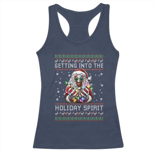 Funny Terrifier Christmas Santa Racerback Tank Top Getting Into The Holiday Spirit Horror Movie TS11 Navy Print Your Wear