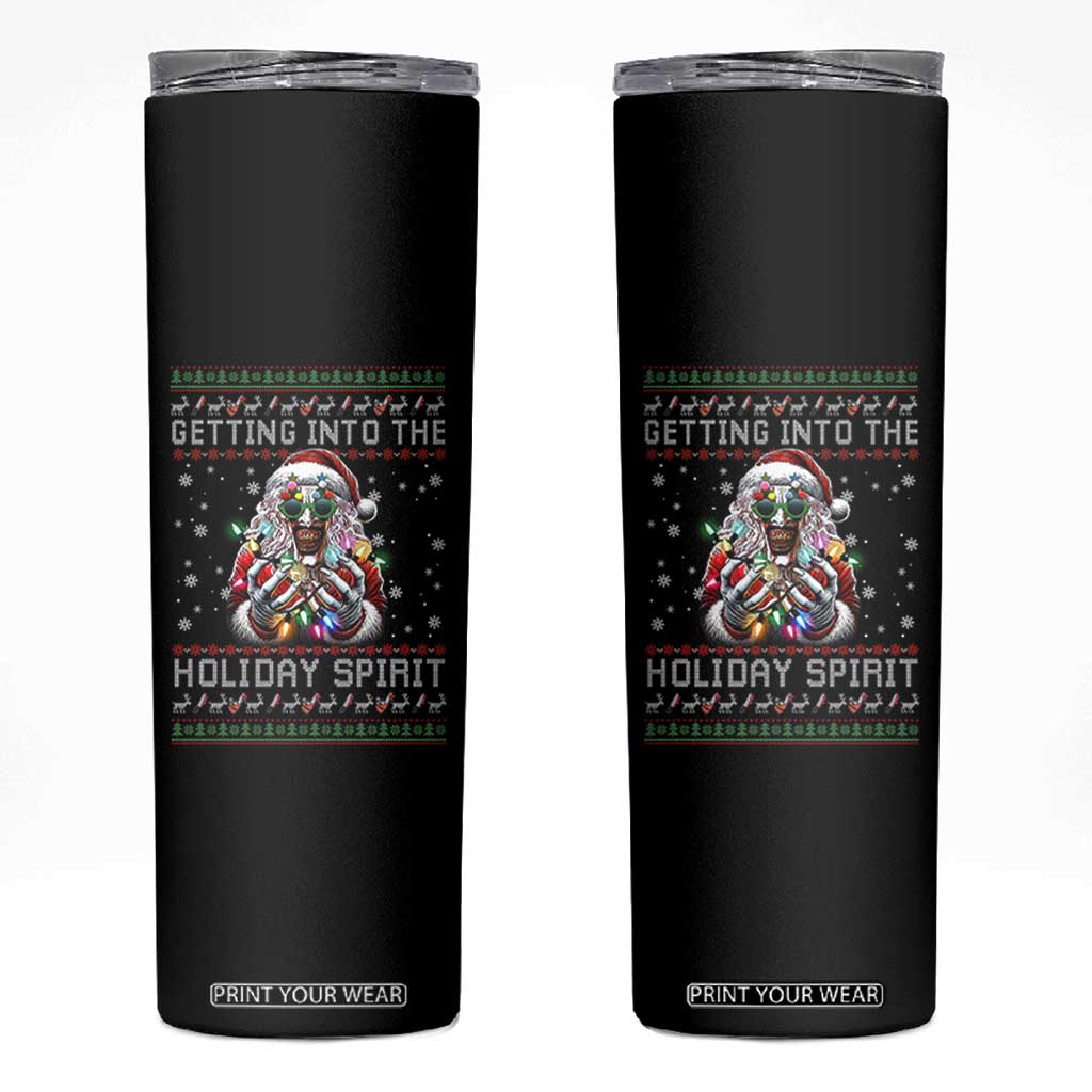 Funny Terrifier Christmas Santa Skinny Tumbler Getting Into The Holiday Spirit Horror Movie TS11 Black Print Your Wear