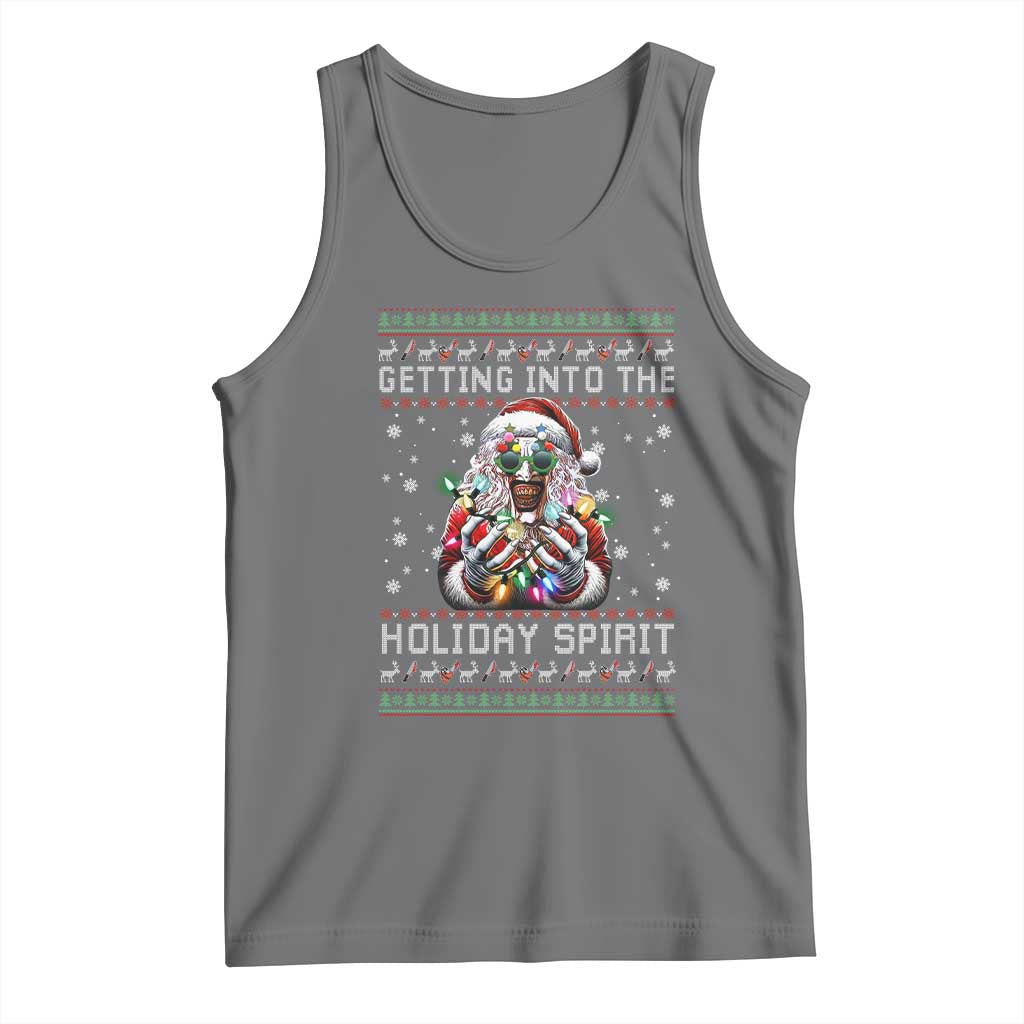 Funny Terrifier Christmas Santa Tank Top Getting Into The Holiday Spirit Horror Movie TS11 Black Heather Print Your Wear