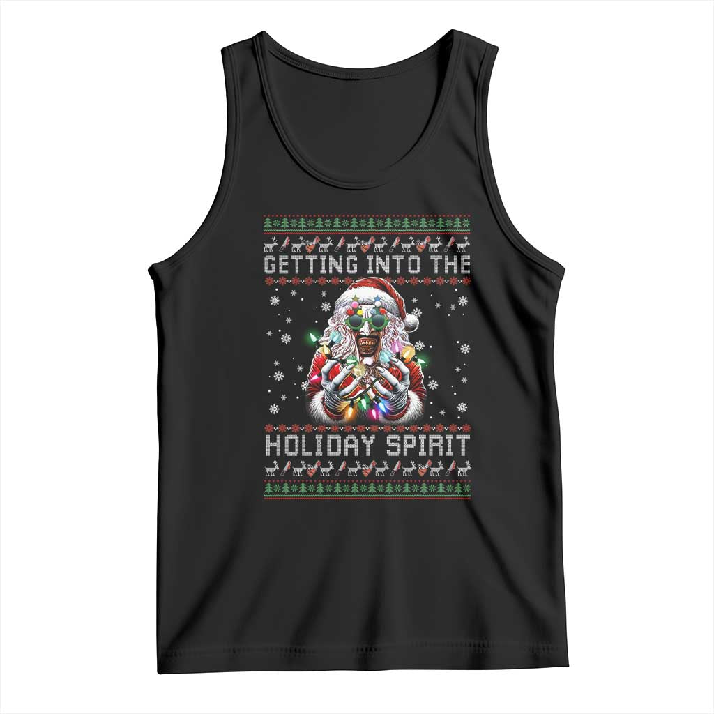 Funny Terrifier Christmas Santa Tank Top Getting Into The Holiday Spirit Horror Movie TS11 Black Print Your Wear