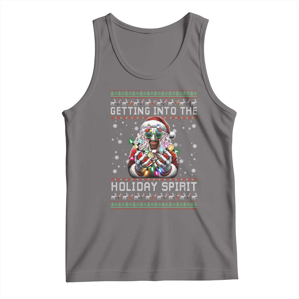 Funny Terrifier Christmas Santa Tank Top Getting Into The Holiday Spirit Horror Movie TS11 Deep Heather Print Your Wear