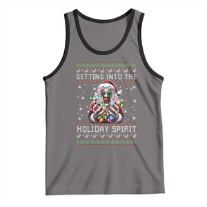 Funny Terrifier Christmas Santa Tank Top Getting Into The Holiday Spirit Horror Movie TS11 Deep Heather Black Print Your Wear