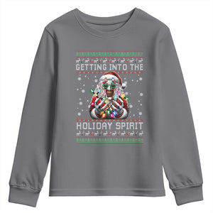 Funny Terrifier Christmas Santa Youth Sweatshirt Getting Into The Holiday Spirit Horror Movie TS11 Charcoal Print Your Wear