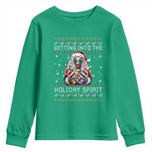 Funny Terrifier Christmas Santa Youth Sweatshirt Getting Into The Holiday Spirit Horror Movie TS11 Irish Green Print Your Wear