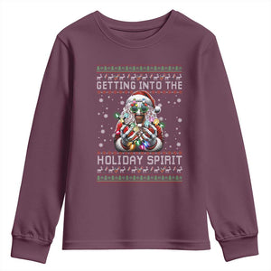 Funny Terrifier Christmas Santa Youth Sweatshirt Getting Into The Holiday Spirit Horror Movie TS11 Maroon Print Your Wear