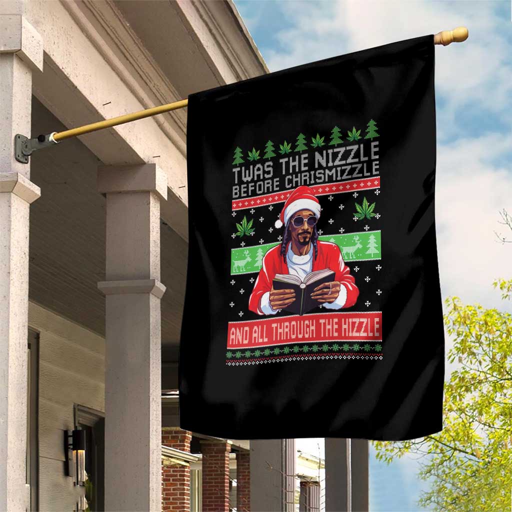 Funny Christmas Hip Hop Rap Gang Garden Flag Twas The Nizzle Before Chrismizzle And All Through The Hizzle Weed TS11 Print Your Wear