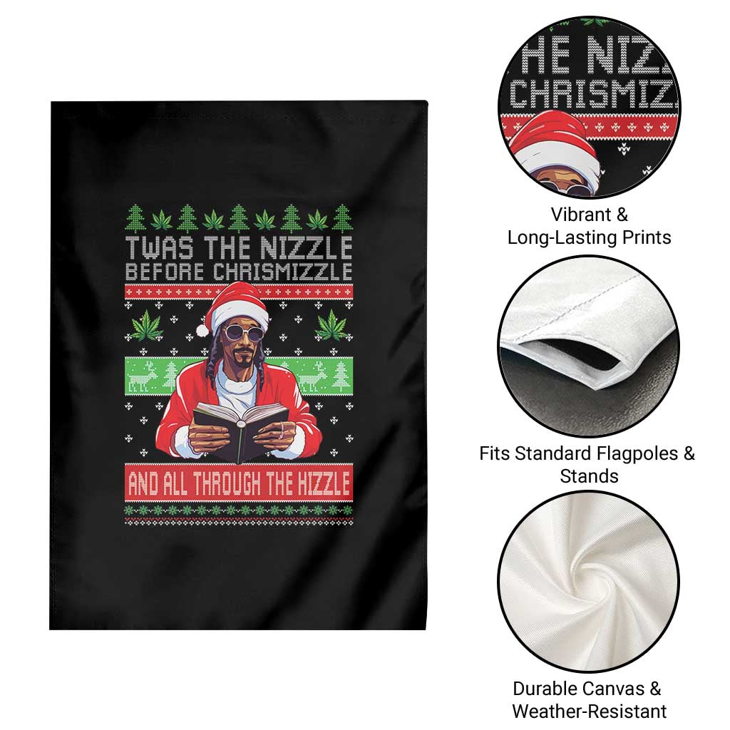 Funny Christmas Hip Hop Rap Gang Garden Flag Twas The Nizzle Before Chrismizzle And All Through The Hizzle Weed TS11 Print Your Wear