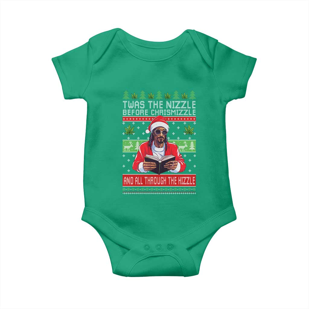 Funny Christmas Hip Hop Rap Gang Baby Onesie Twas The Nizzle Before Chrismizzle And All Through The Hizzle Weed TS11 Irish Green Print Your Wear