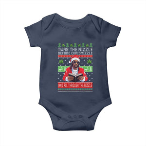 Funny Christmas Hip Hop Rap Gang Baby Onesie Twas The Nizzle Before Chrismizzle And All Through The Hizzle Weed TS11 Navy Print Your Wear