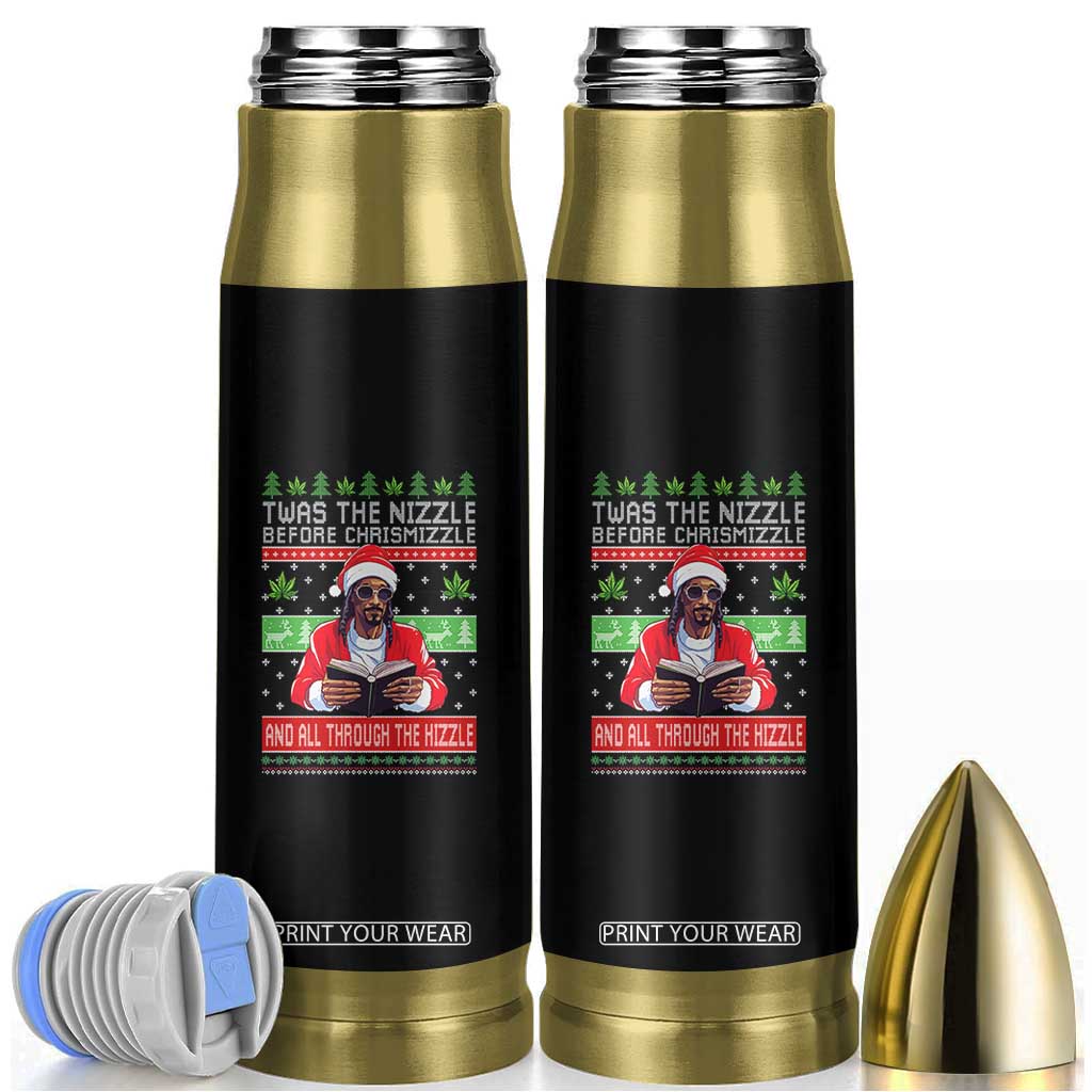 Funny Christmas Hip Hop Rap Gang Bullet Tumbler Twas The Nizzle Before Chrismizzle And All Through The Hizzle Weed TS11 Black Print Your Wear