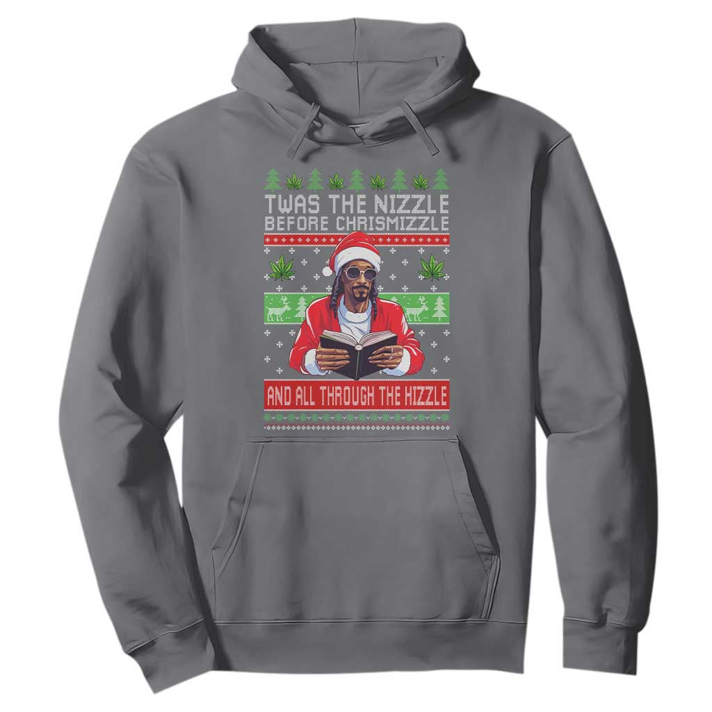 Funny Christmas Hip Hop Rap Gang Hoodie Twas The Nizzle Before Chrismizzle And All Through The Hizzle Weed TS11 Charcoal Print Your Wear