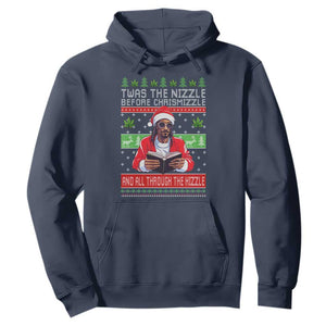 Funny Christmas Hip Hop Rap Gang Hoodie Twas The Nizzle Before Chrismizzle And All Through The Hizzle Weed TS11 Navy Print Your Wear
