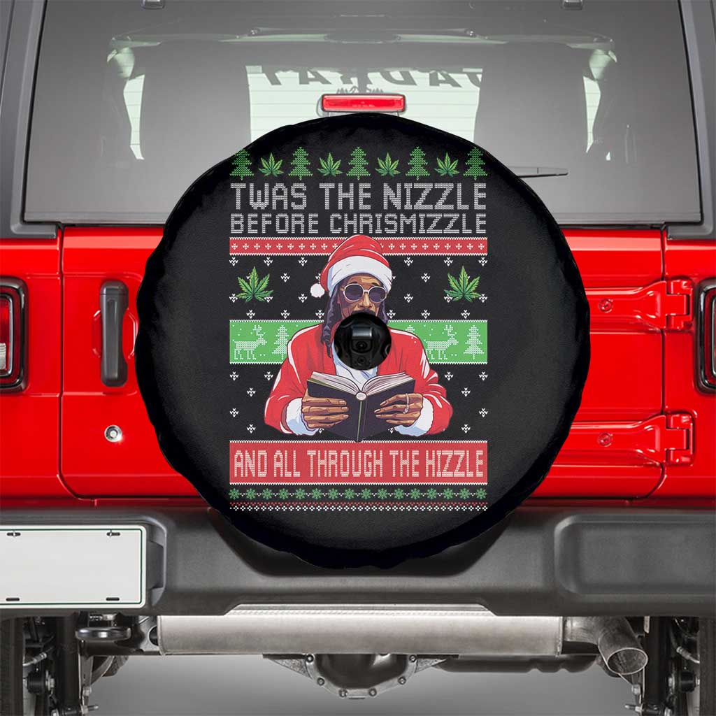 Funny Christmas Hip Hop Rap Gang Spare Tire Cover Twas The Nizzle Before Chrismizzle And All Through The Hizzle Weed TS11 Black Print Your Wear
