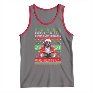 Funny Christmas Hip Hop Rap Gang Tank Top Twas The Nizzle Before Chrismizzle And All Through The Hizzle Weed TS11 Deep Heather Red Print Your Wear