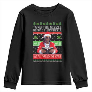 Funny Christmas Hip Hop Rap Gang Youth Sweatshirt Twas The Nizzle Before Chrismizzle And All Through The Hizzle Weed TS11 Black Print Your Wear