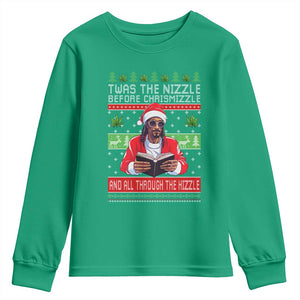Funny Christmas Hip Hop Rap Gang Youth Sweatshirt Twas The Nizzle Before Chrismizzle And All Through The Hizzle Weed TS11 Irish Green Print Your Wear