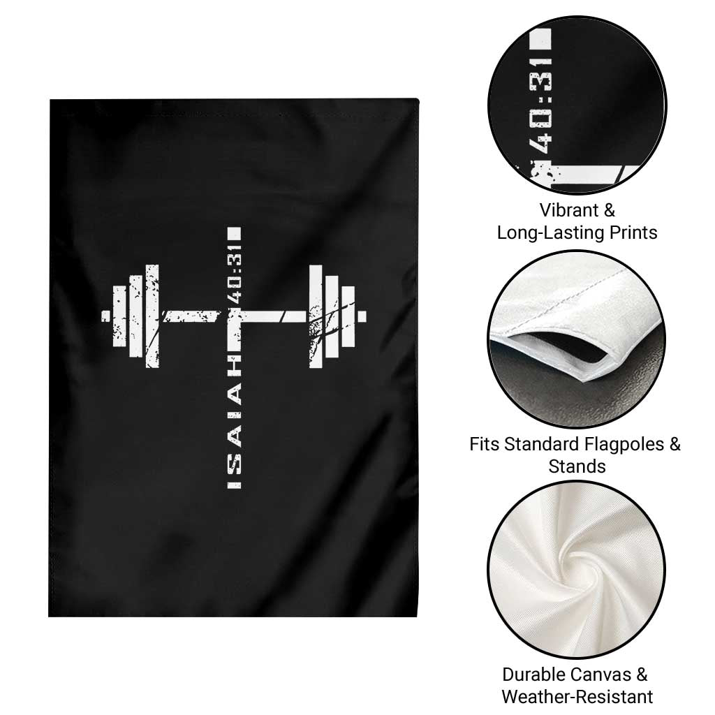 Christian Bible Gym Garden Flag Jesus Weightlifter Workout Faith Isaiah 40 31 TS11 Print Your Wear