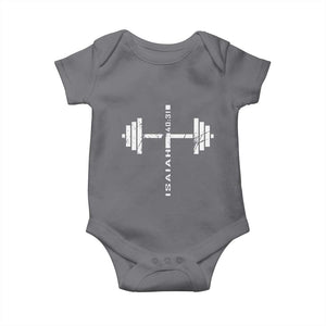 Christian Bible Gym Baby Onesie Jesus Weightlifter Workout Faith Isaiah 40 31 TS11 Charcoal Print Your Wear