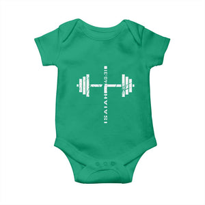 Christian Bible Gym Baby Onesie Jesus Weightlifter Workout Faith Isaiah 40 31 TS11 Irish Green Print Your Wear